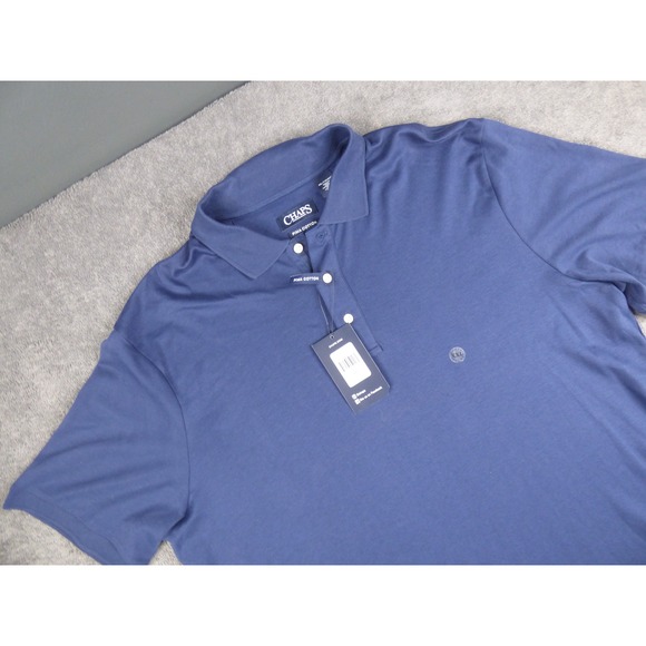 Chaps Other - Chaps Mens XXL Pima Cotton Short Sleeve Polo Shirt Navy Blue Solid New